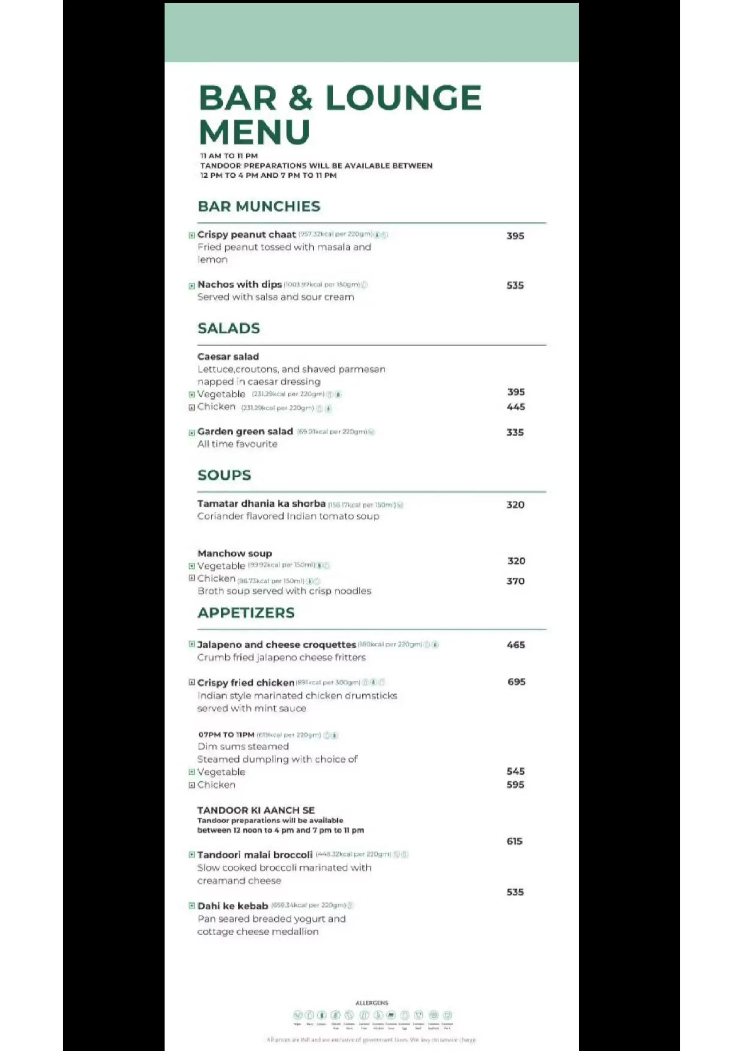 Bar Menu