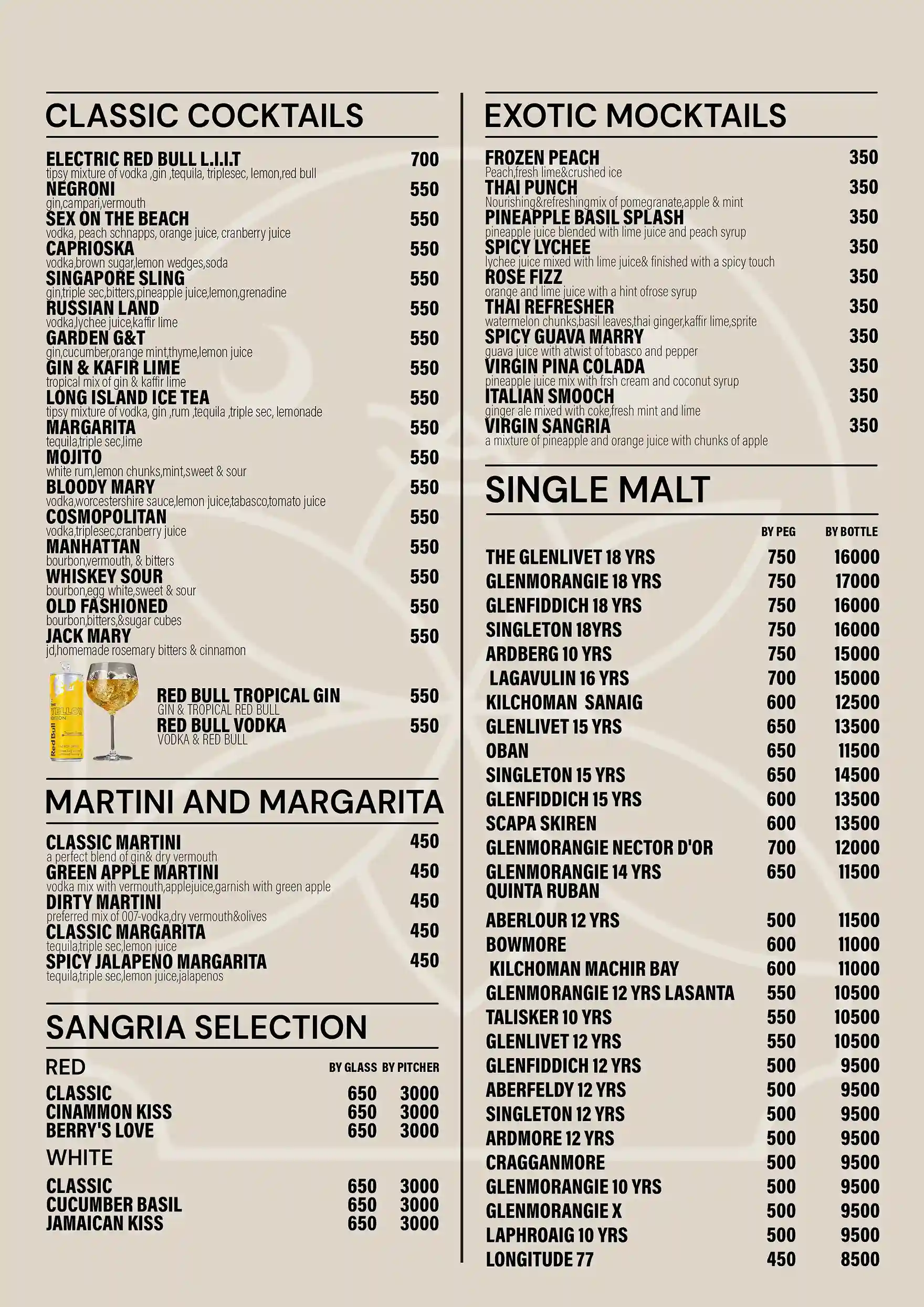 Bar Menu