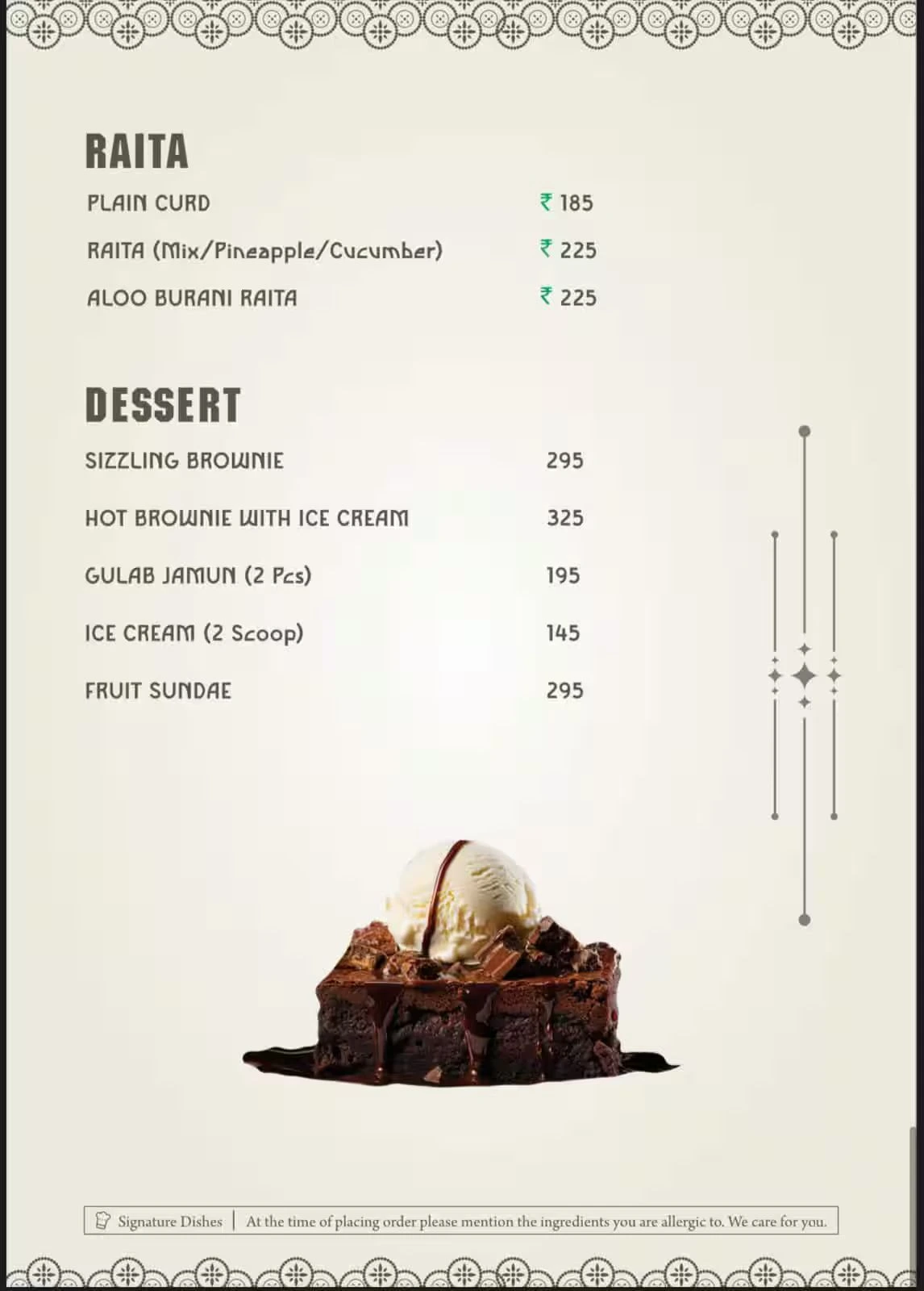 Dessert Menu