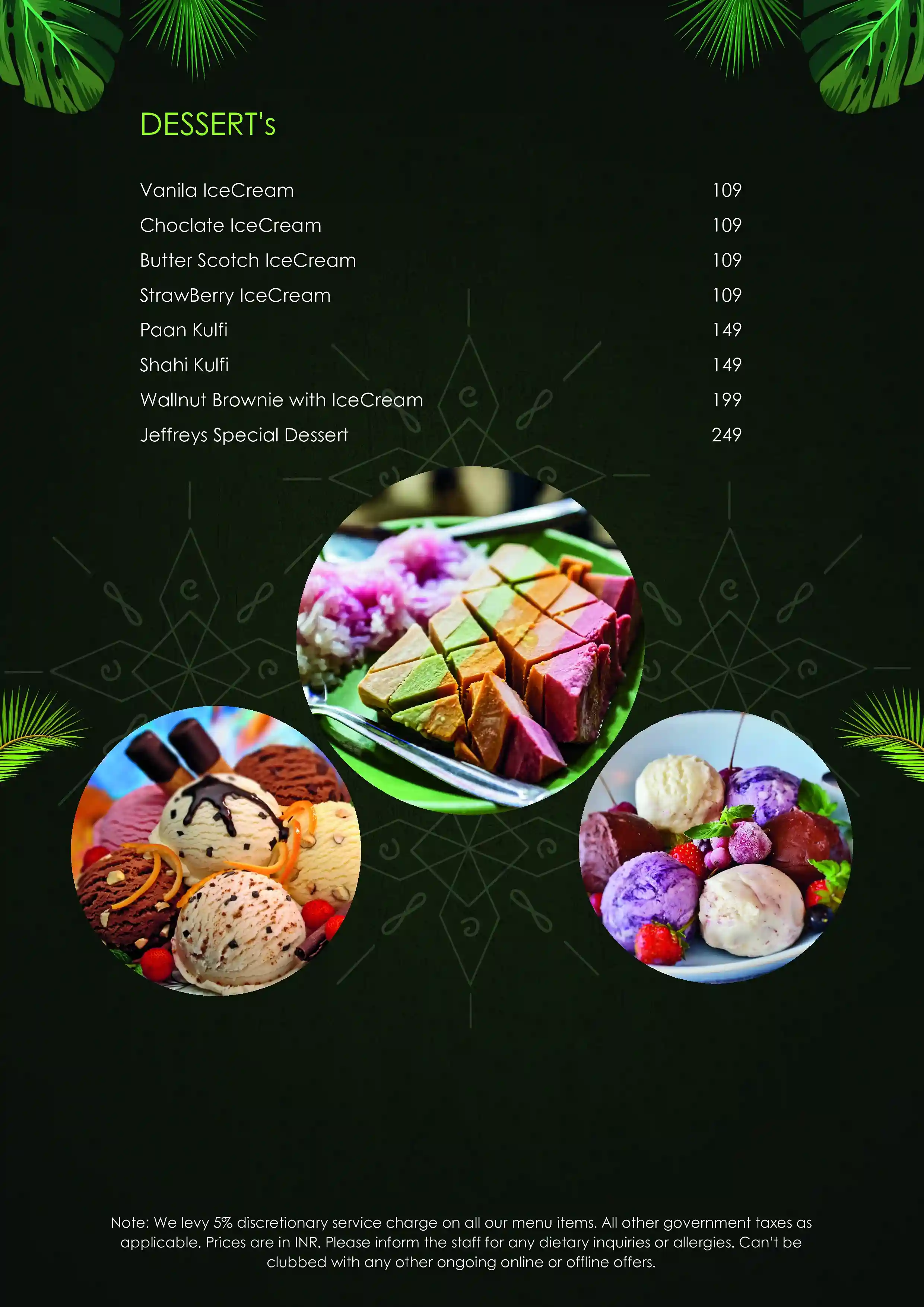 Dessert Menu