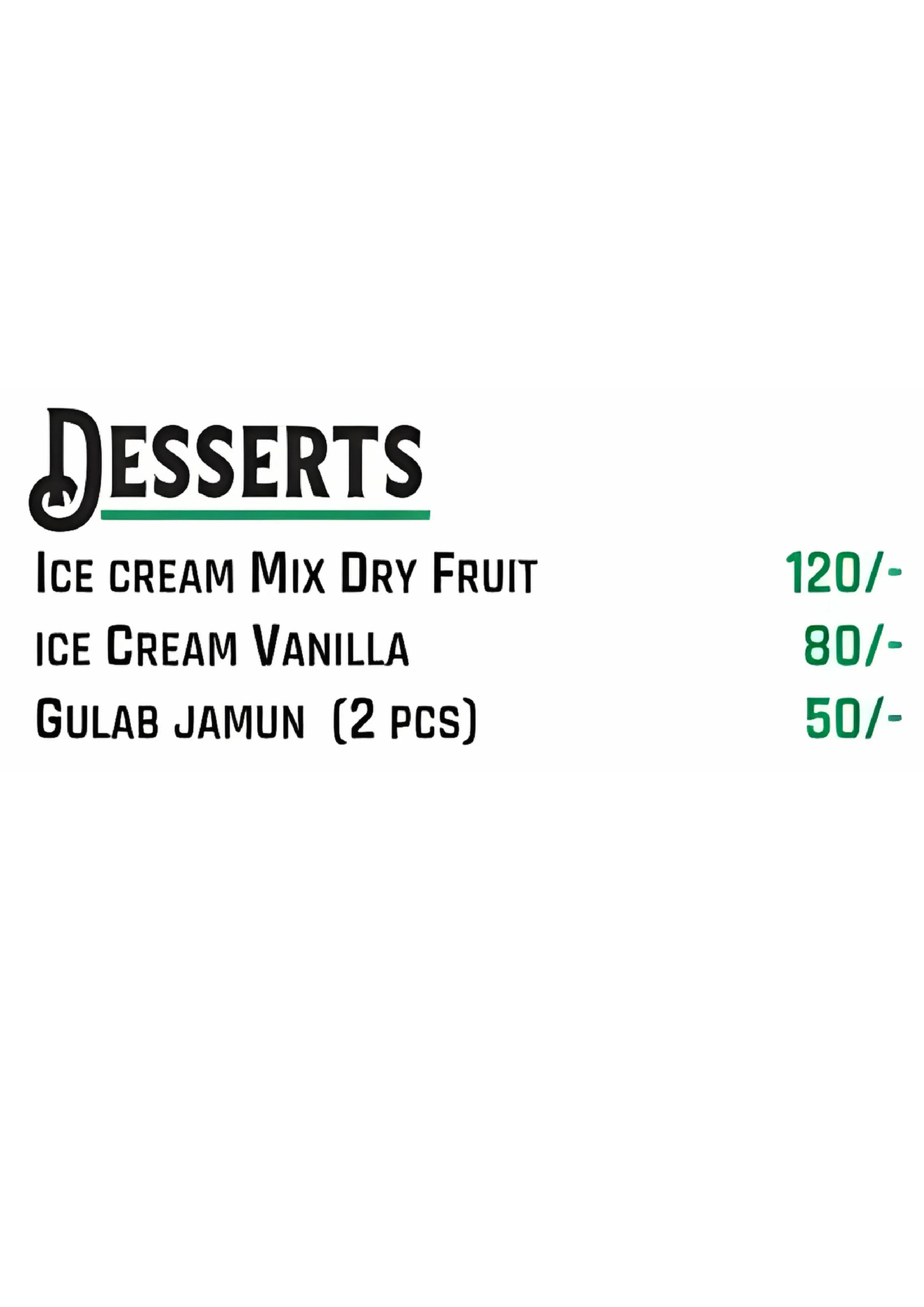 Dessert Menu