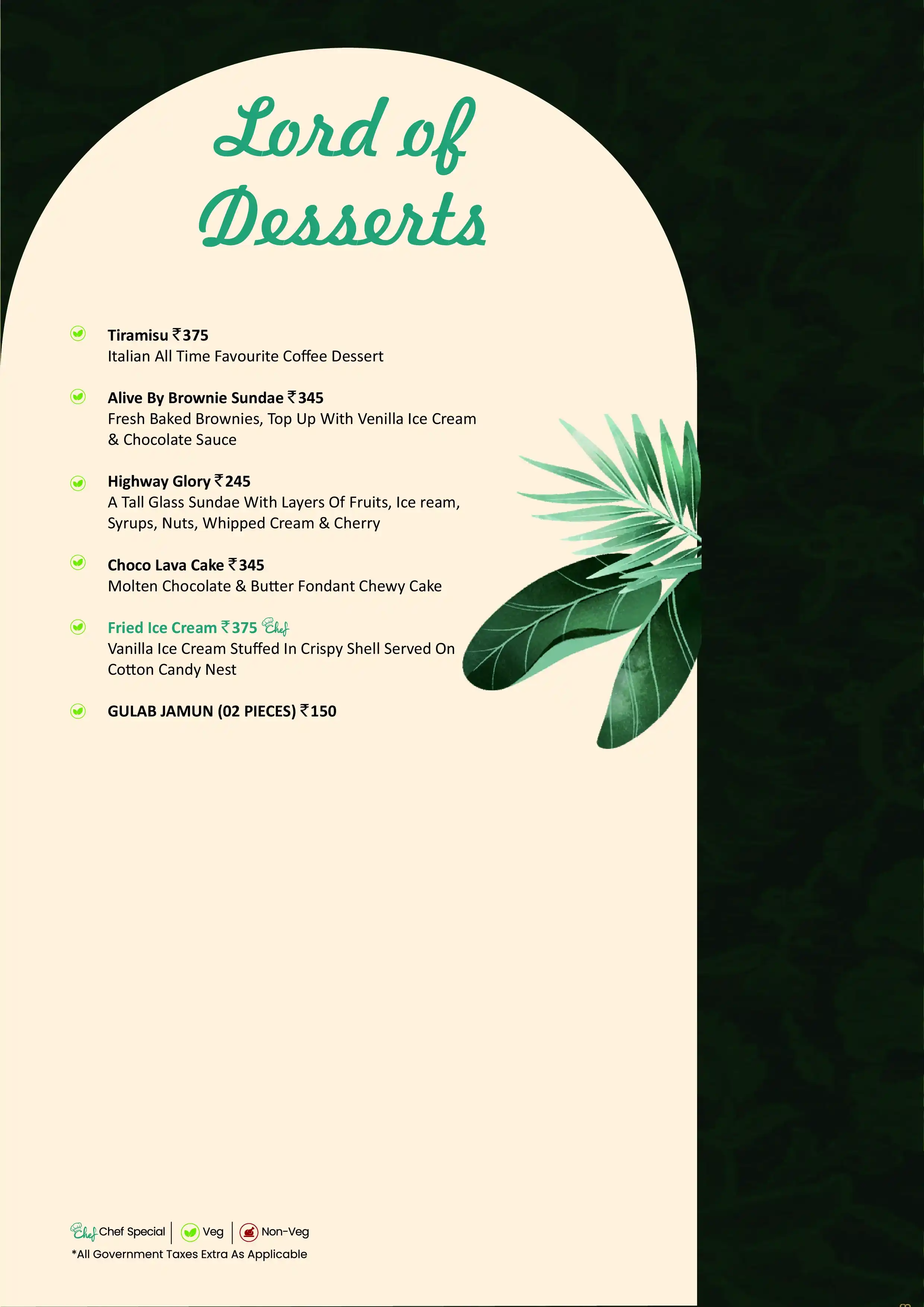 Dessert Menu