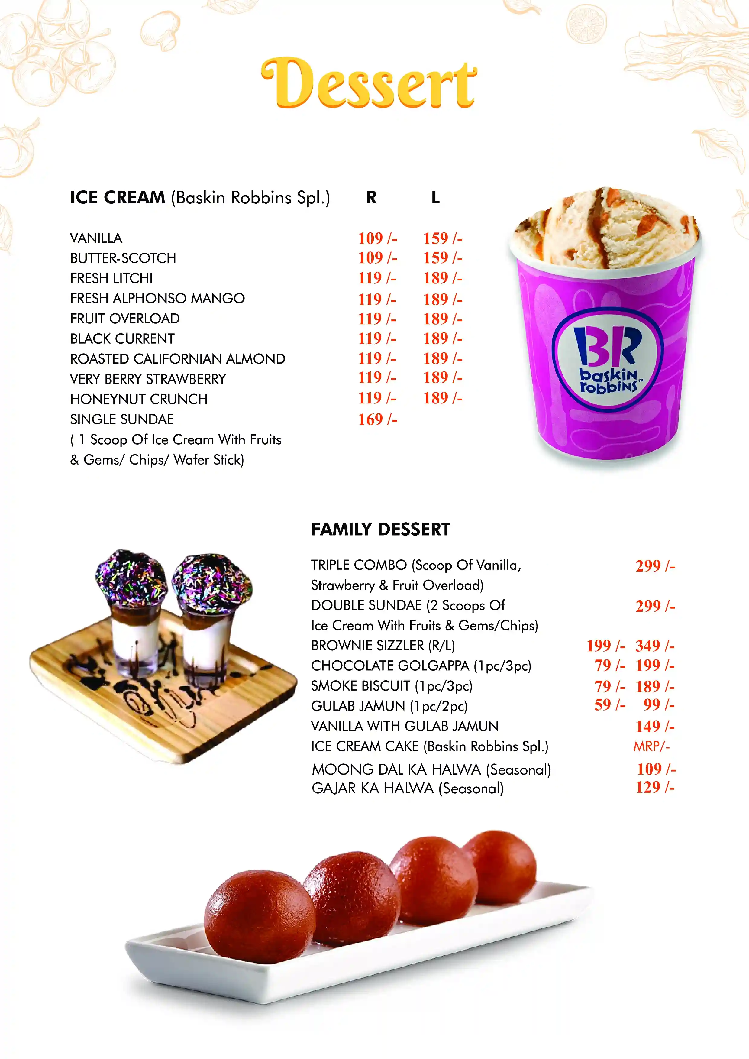 Dessert Menu