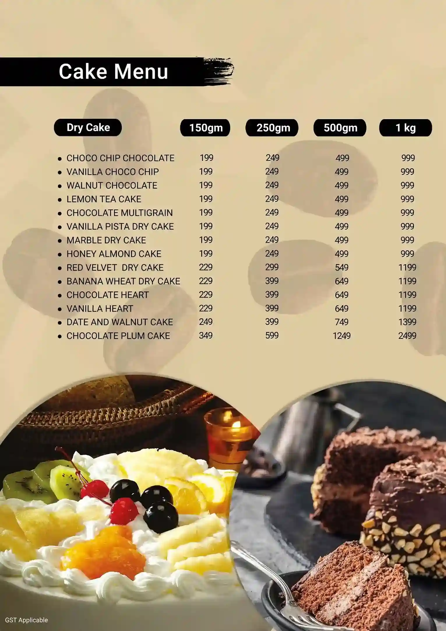 Dessert Menu