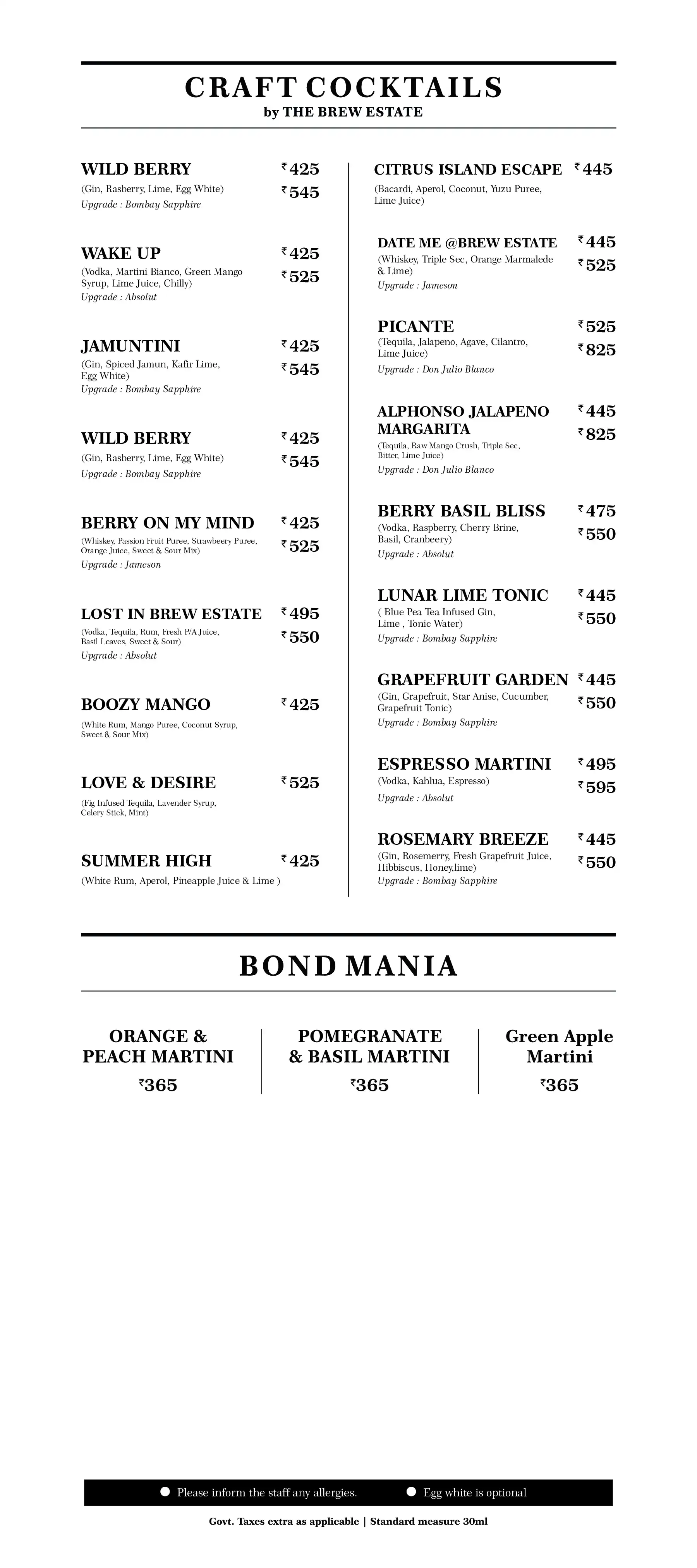 Bar Menu