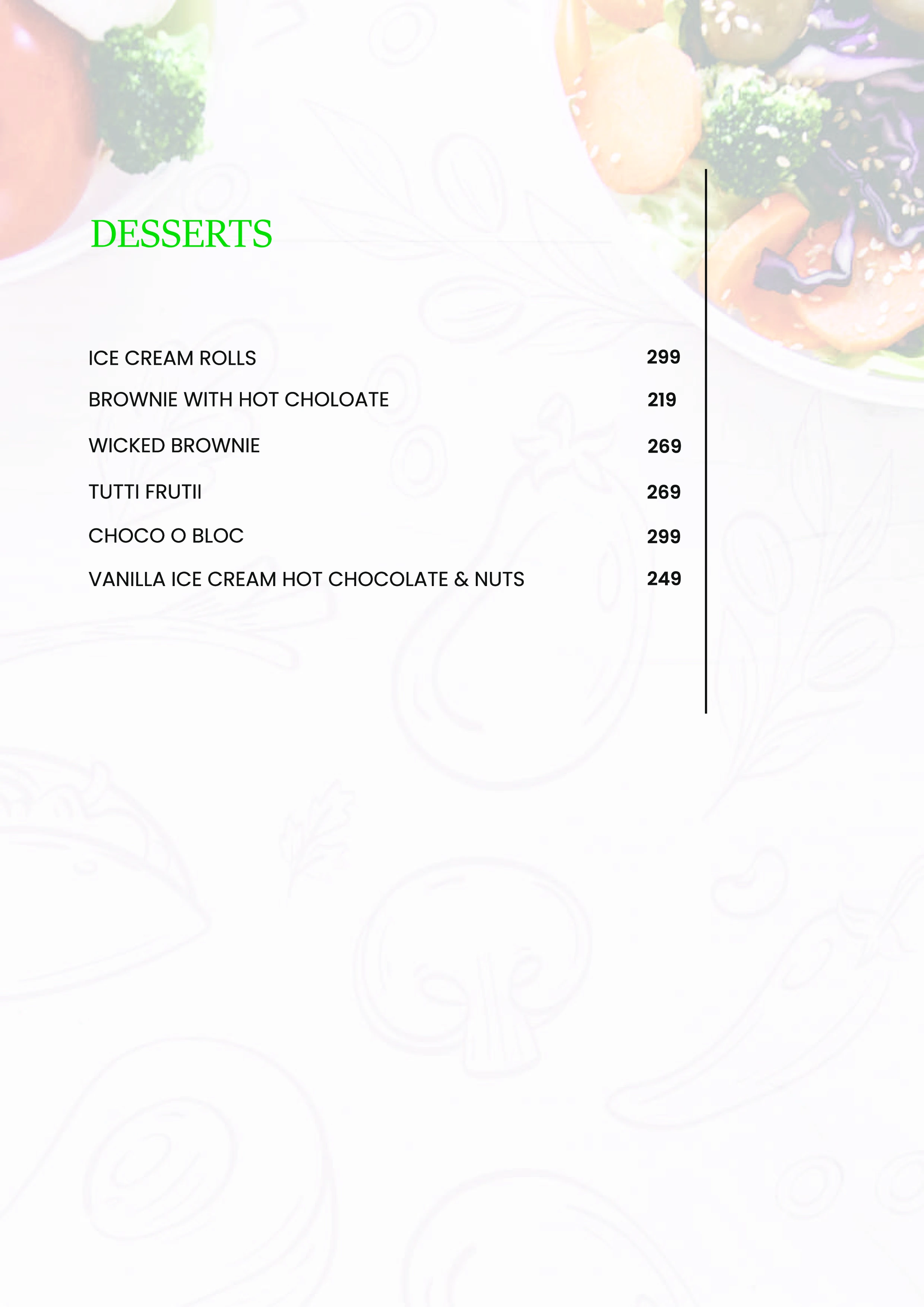 Dessert Menu