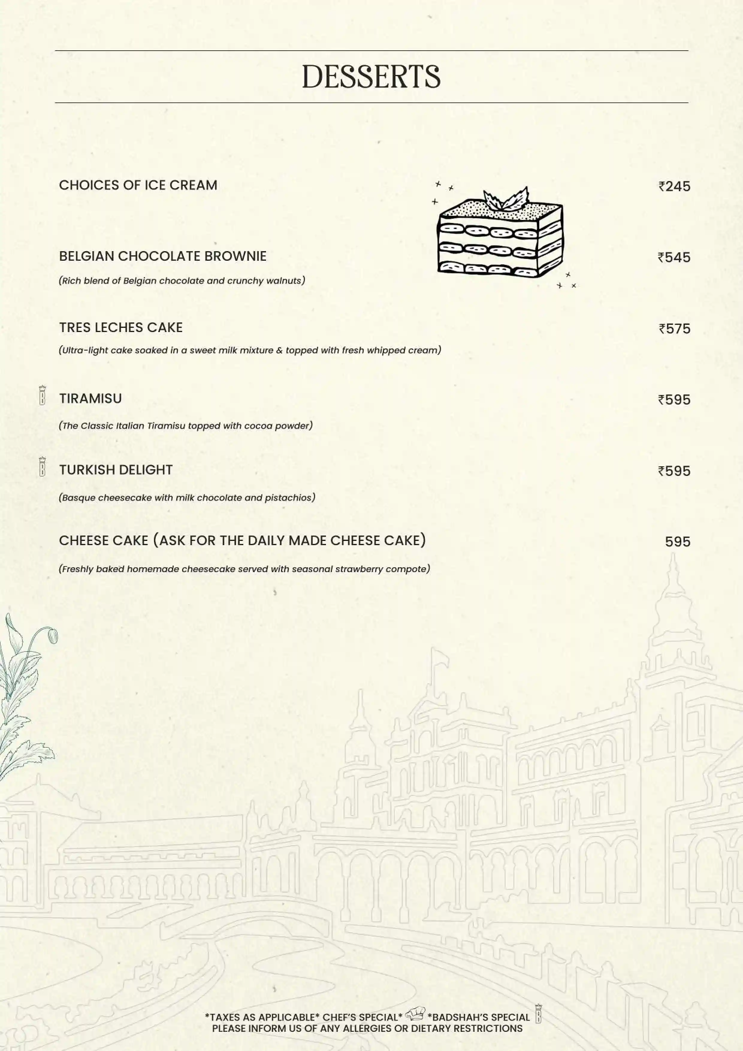 Dessert Menu