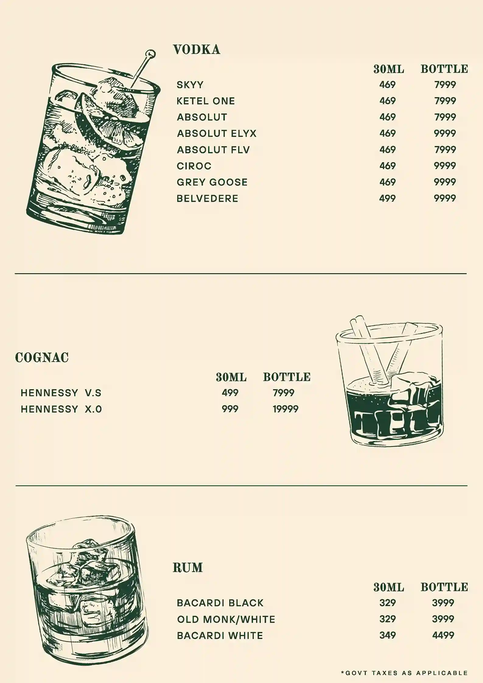 Bar Menu