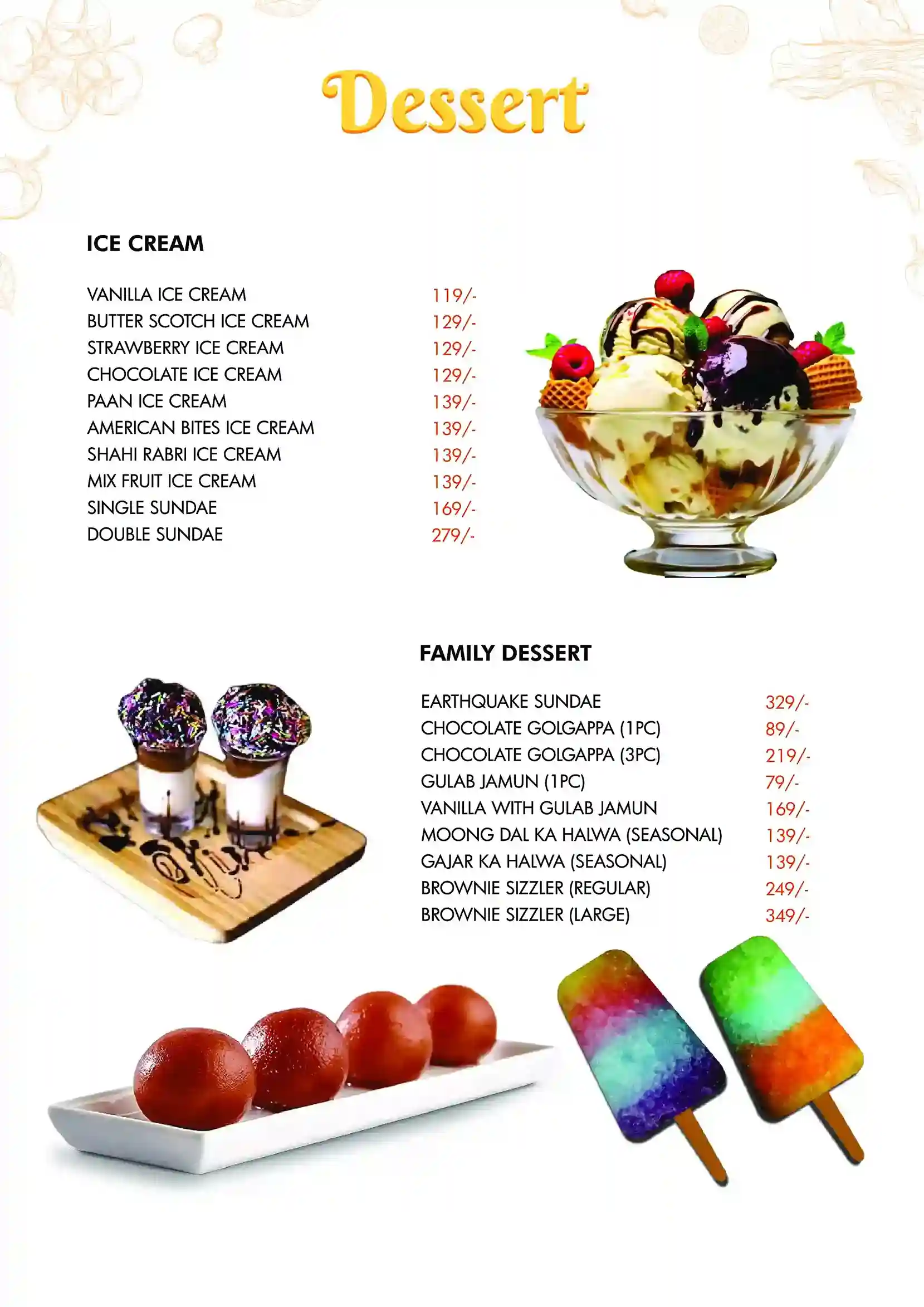 Dessert Menu