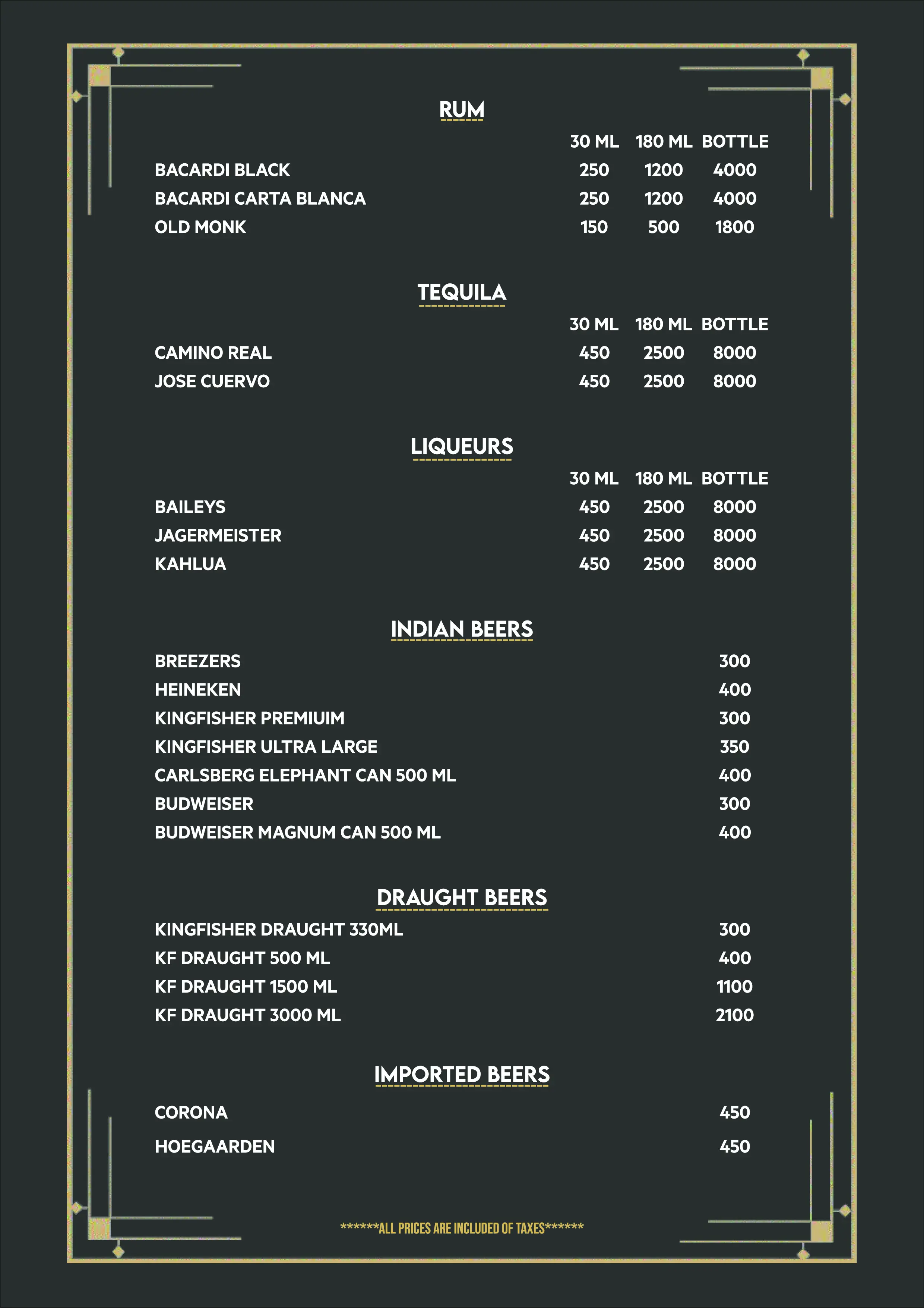 Bar Menu