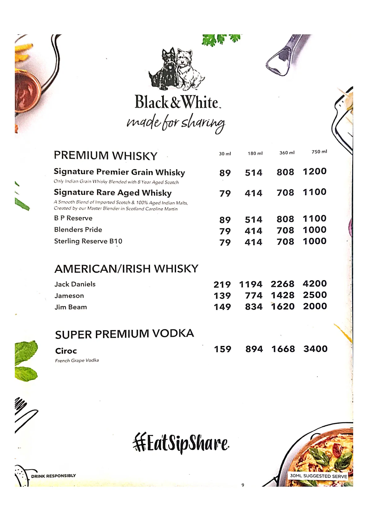 Bar Menu