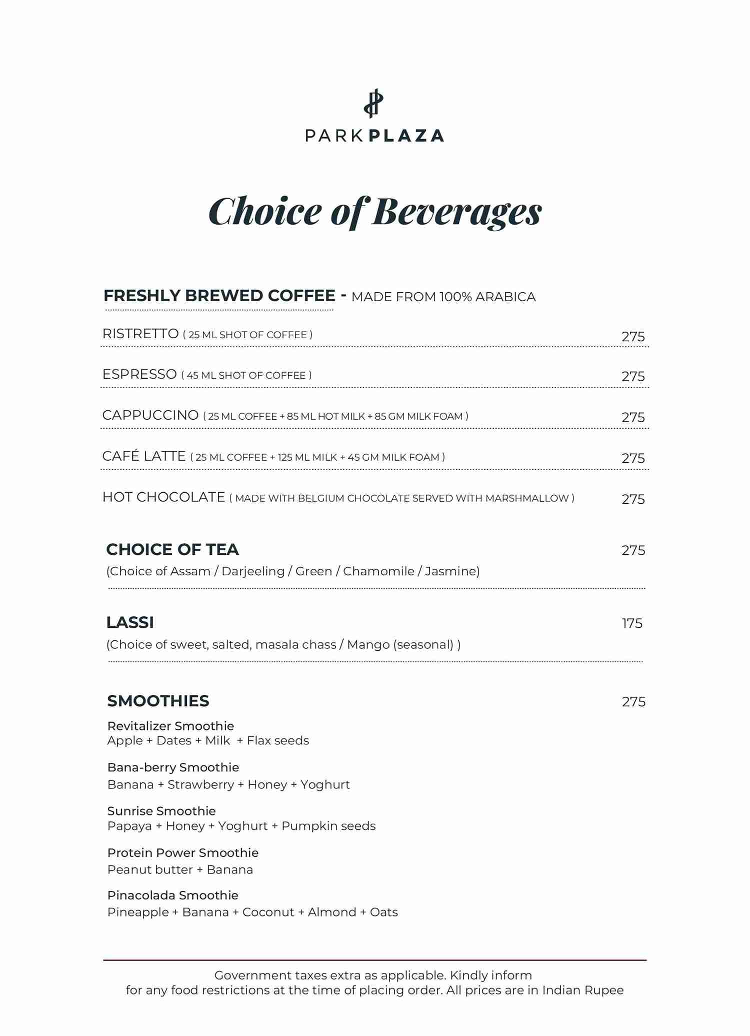 Bar Menu