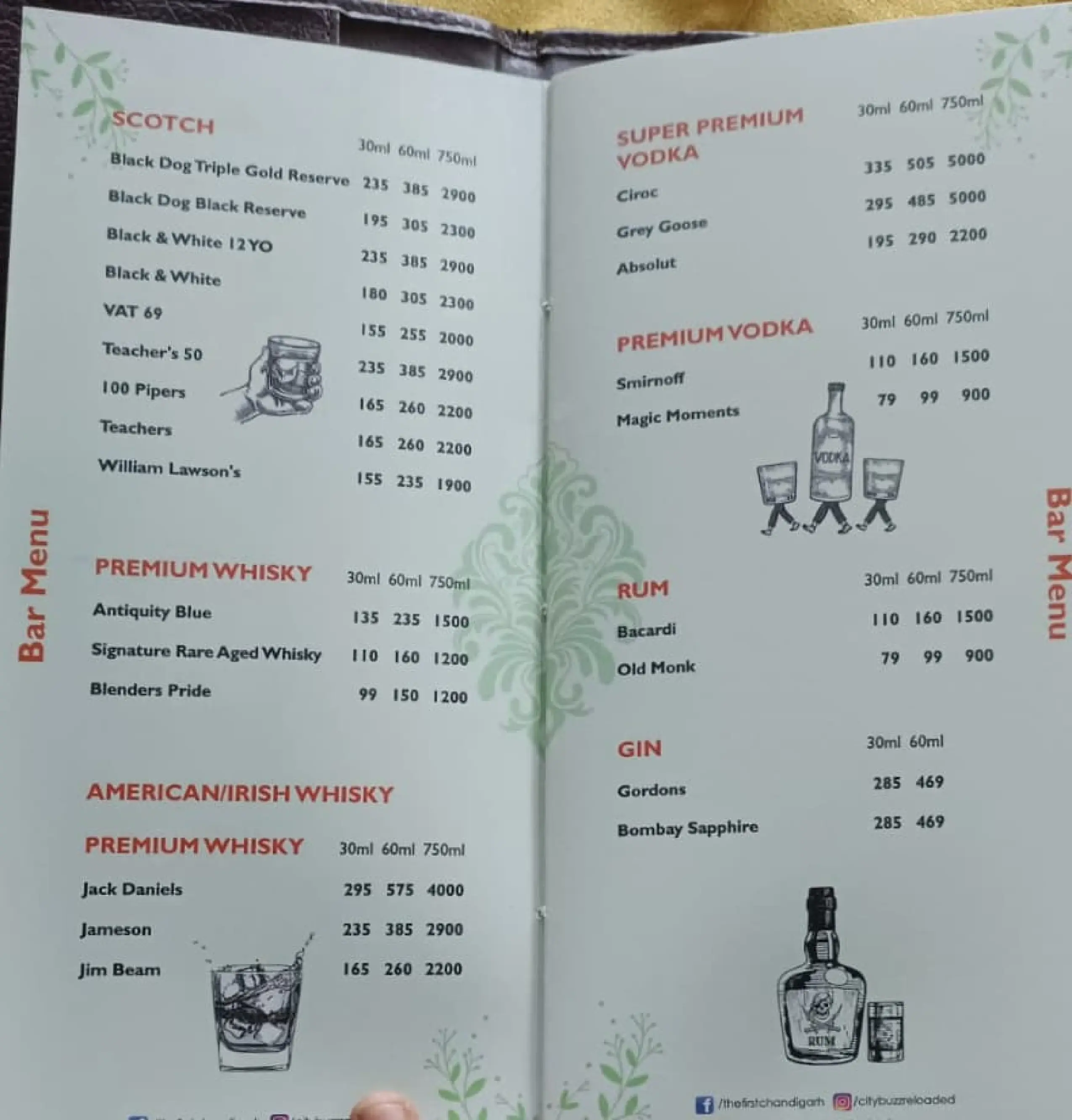 Bar Menu