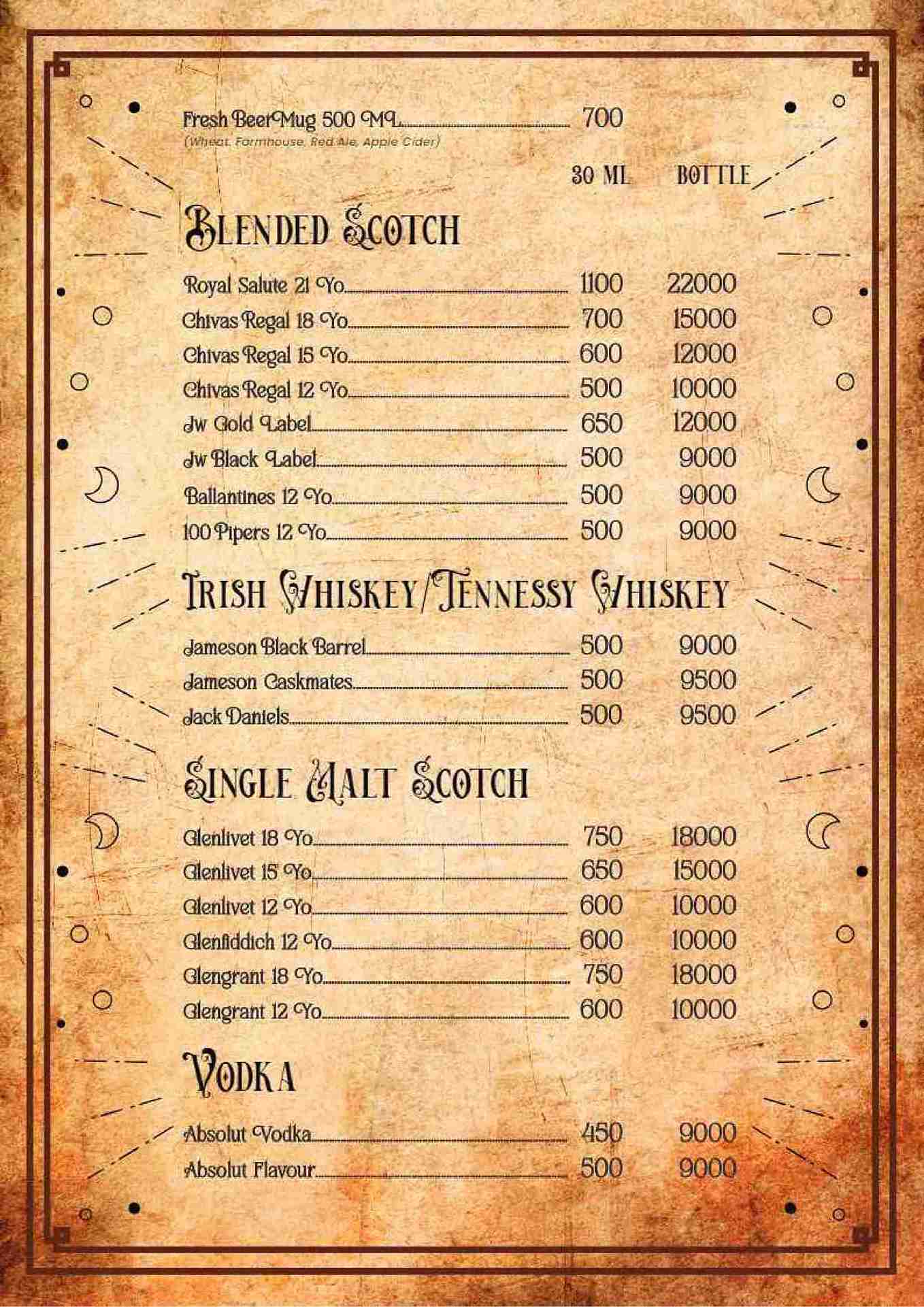 Bar Menu