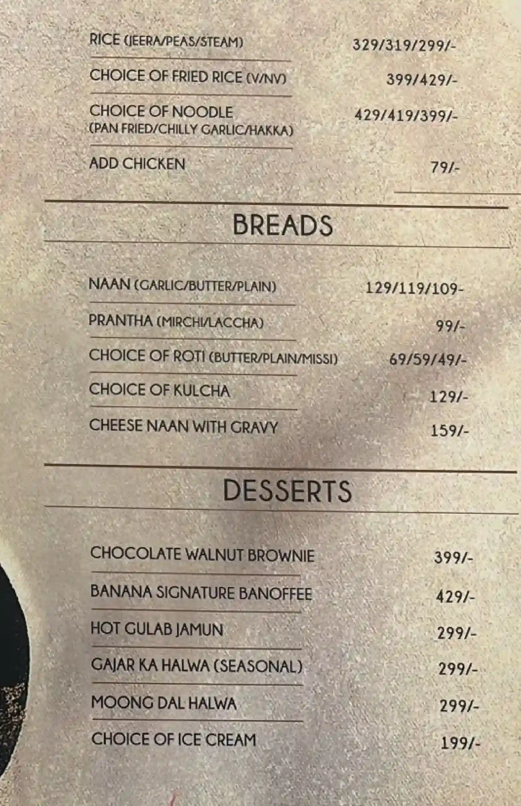 Dessert Menu