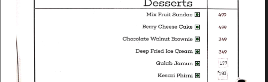 Dessert Menu