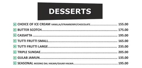 Dessert Menu