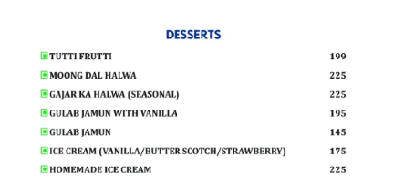 Dessert Menu