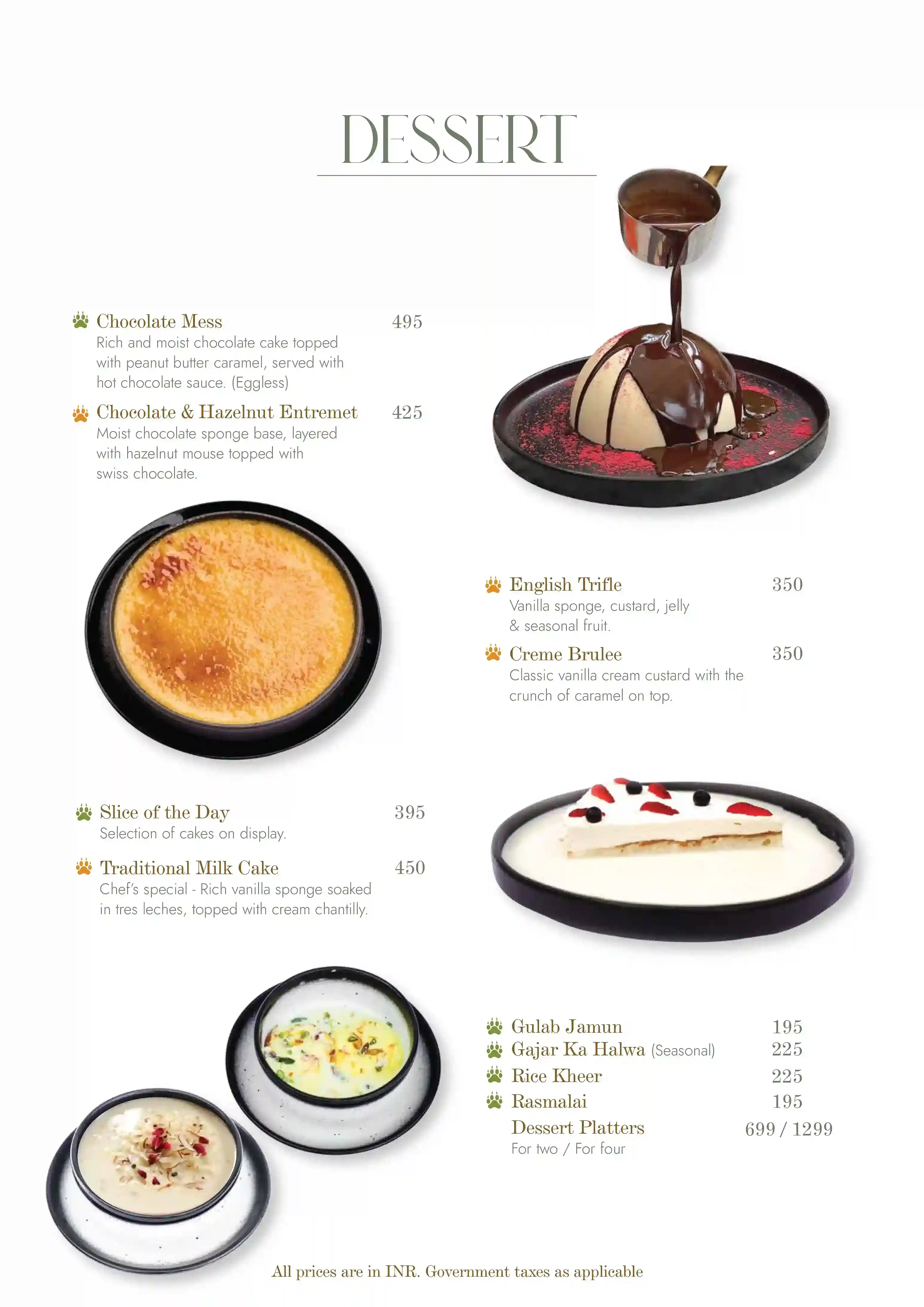 Dessert Menu