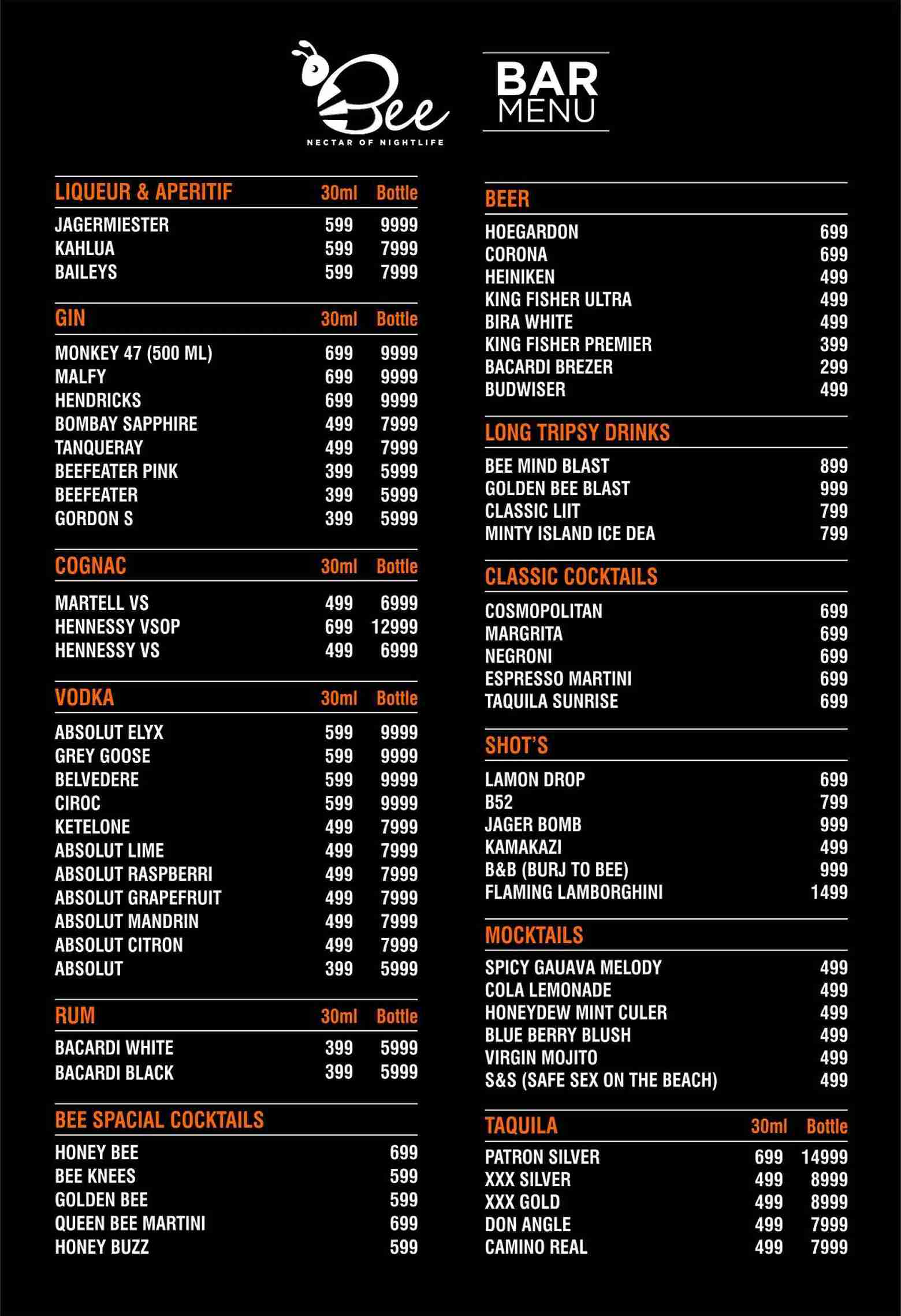 Bar Menu