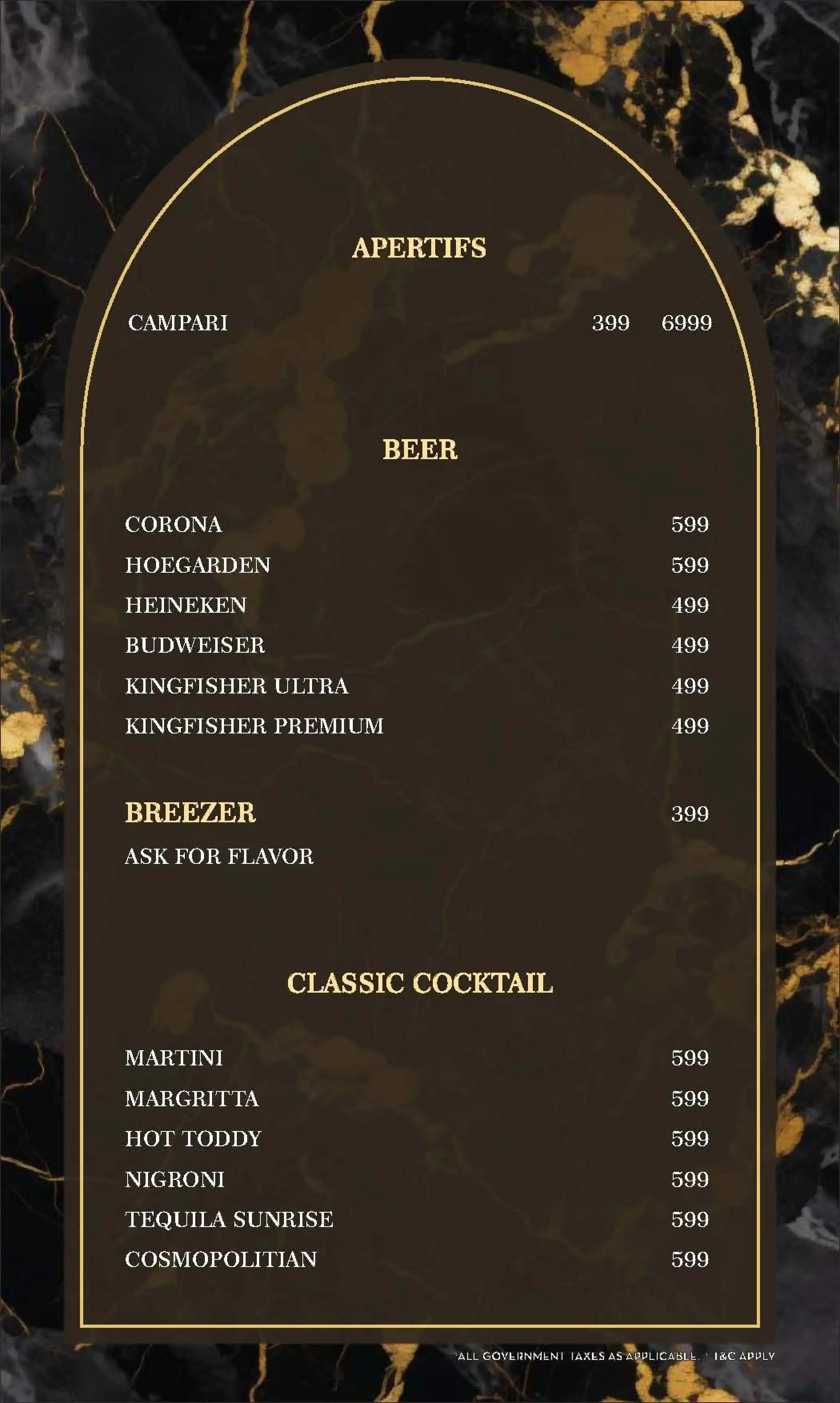 Bar Menu