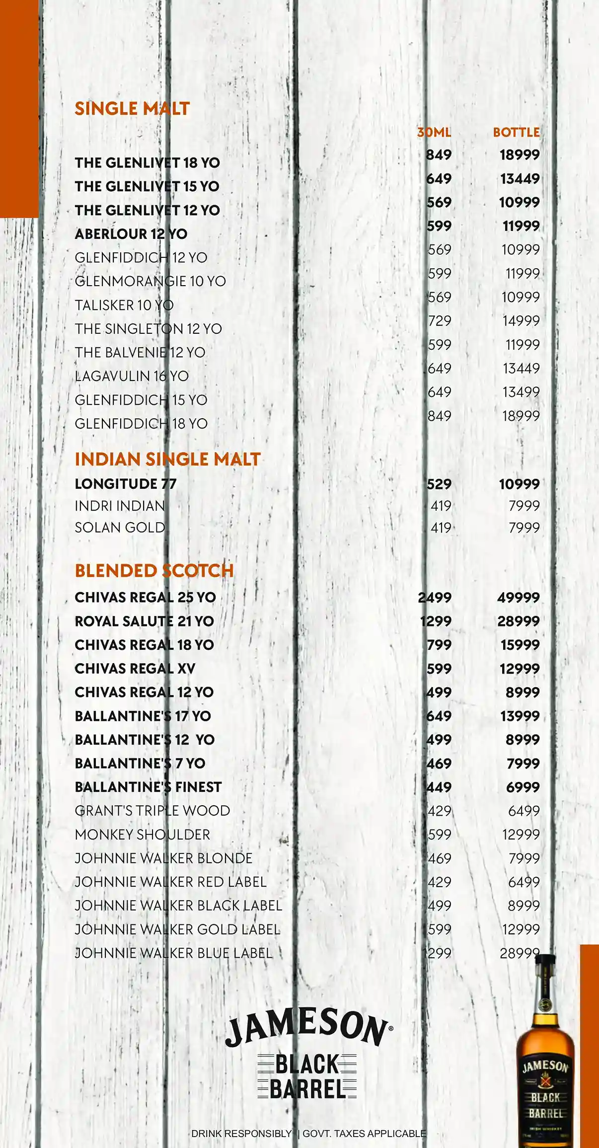 Bar Menu