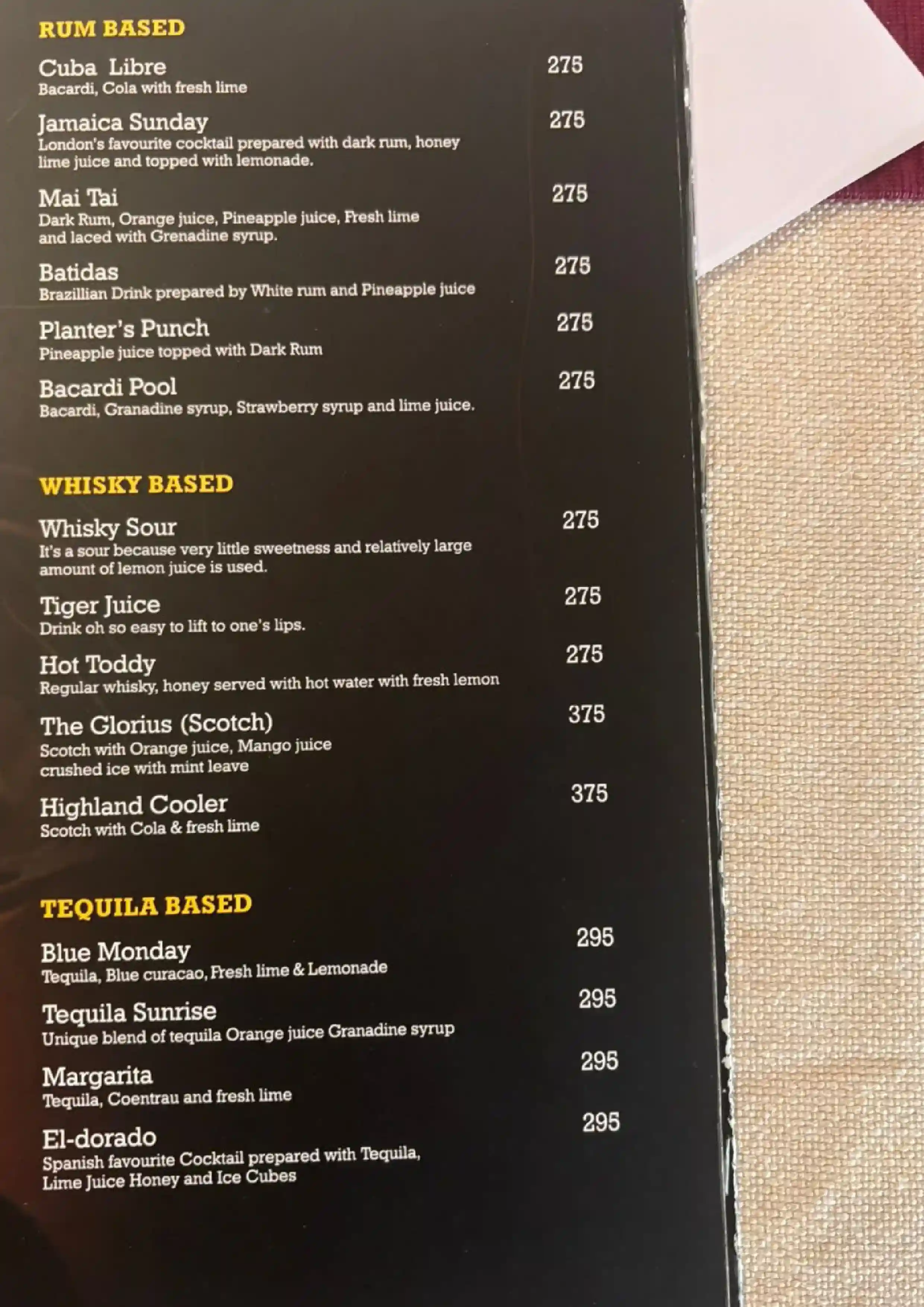 Bar Menu