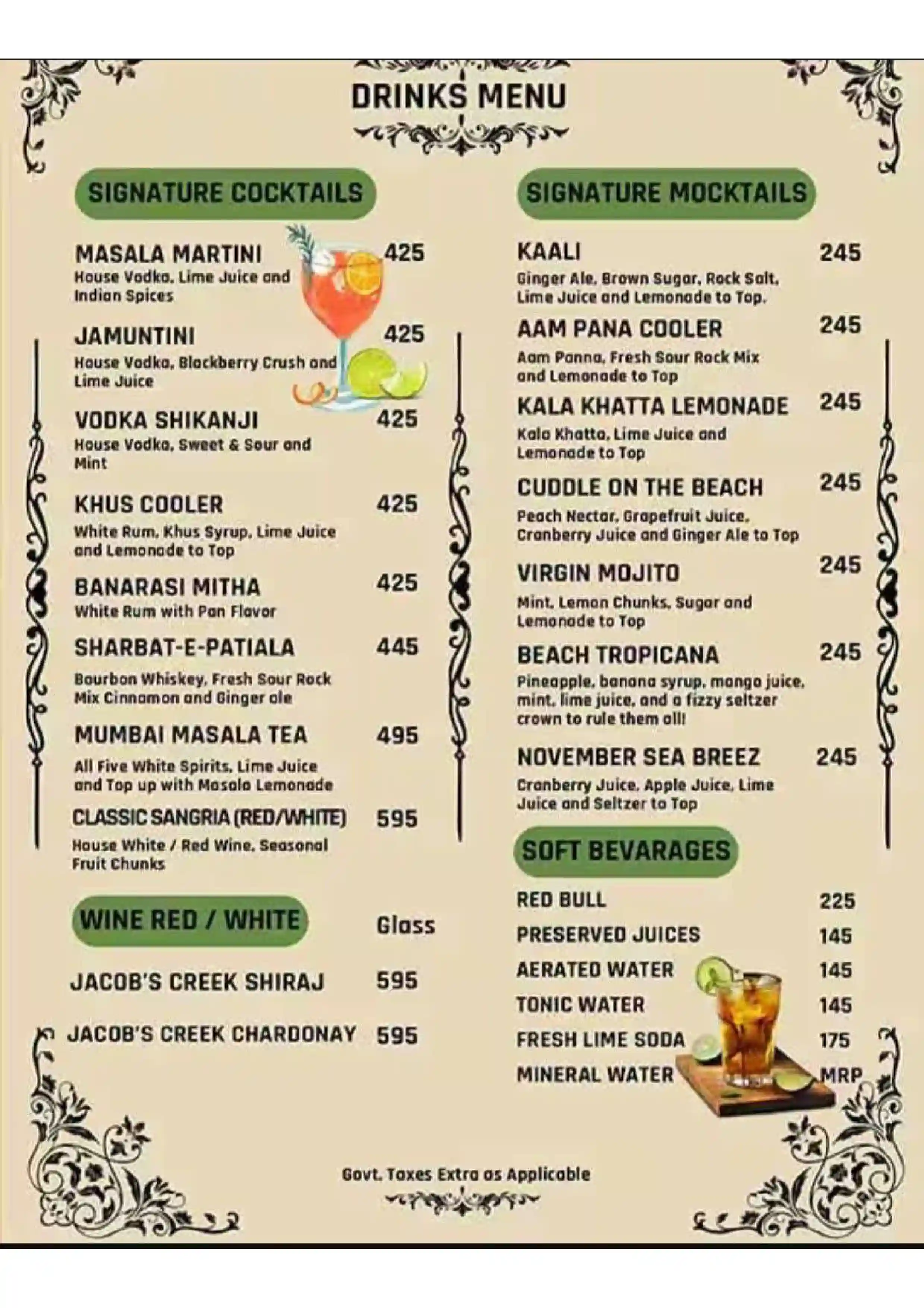 Bar Menu