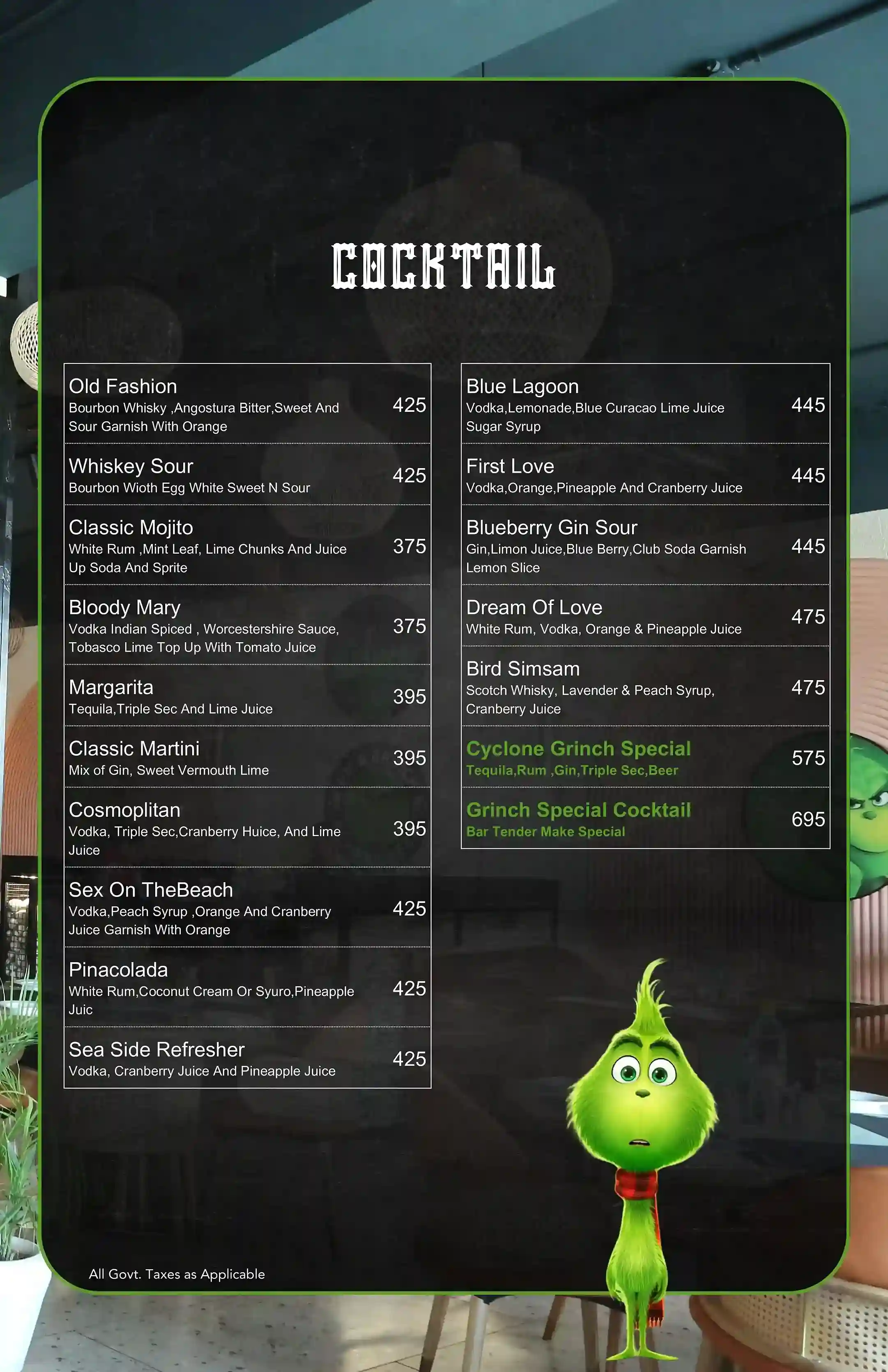 Bar Menu