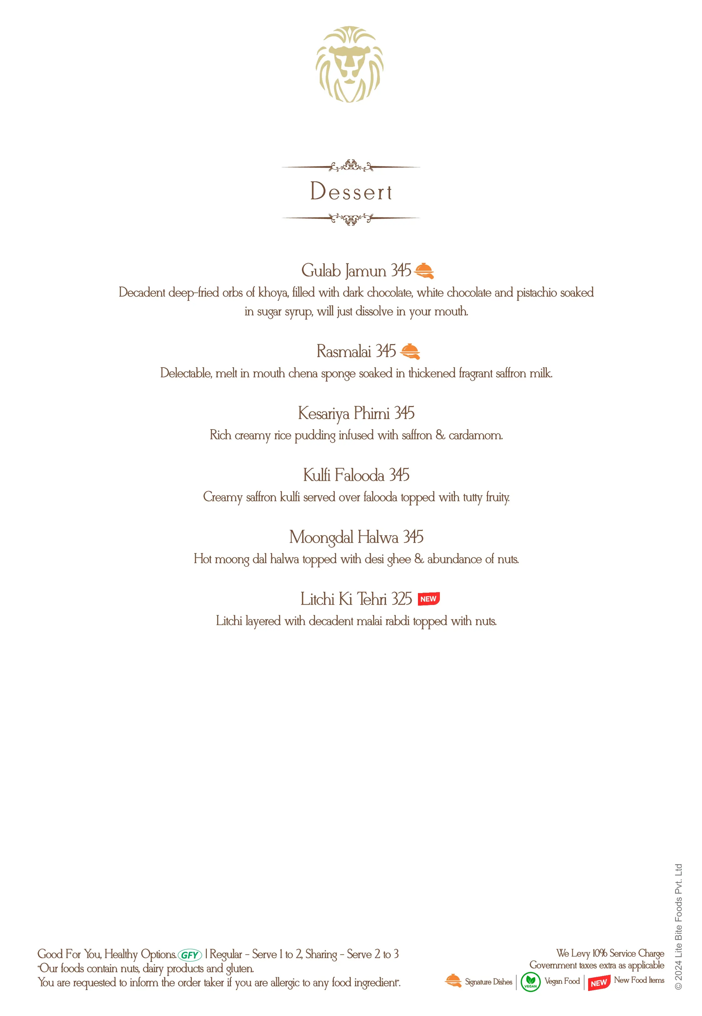 Dessert Menu